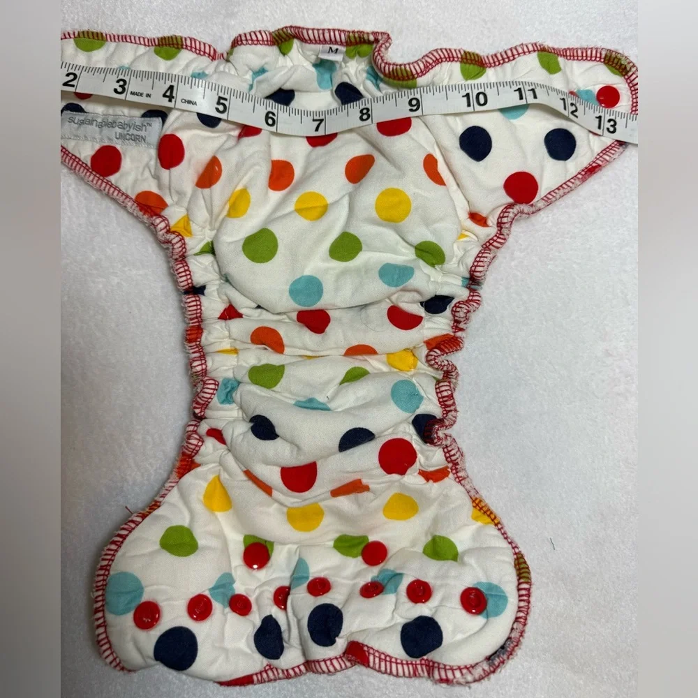 Sloomb bamboo fleece diaper with Multicolor Snaps, size Medium